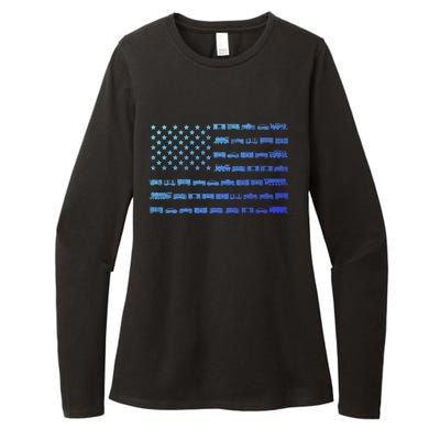 American Flag Railroad Train Conductor Gift Womens CVC Long Sleeve Shirt