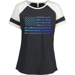 American Flag Railroad Train Conductor Gift Enza Ladies Jersey Colorblock Tee