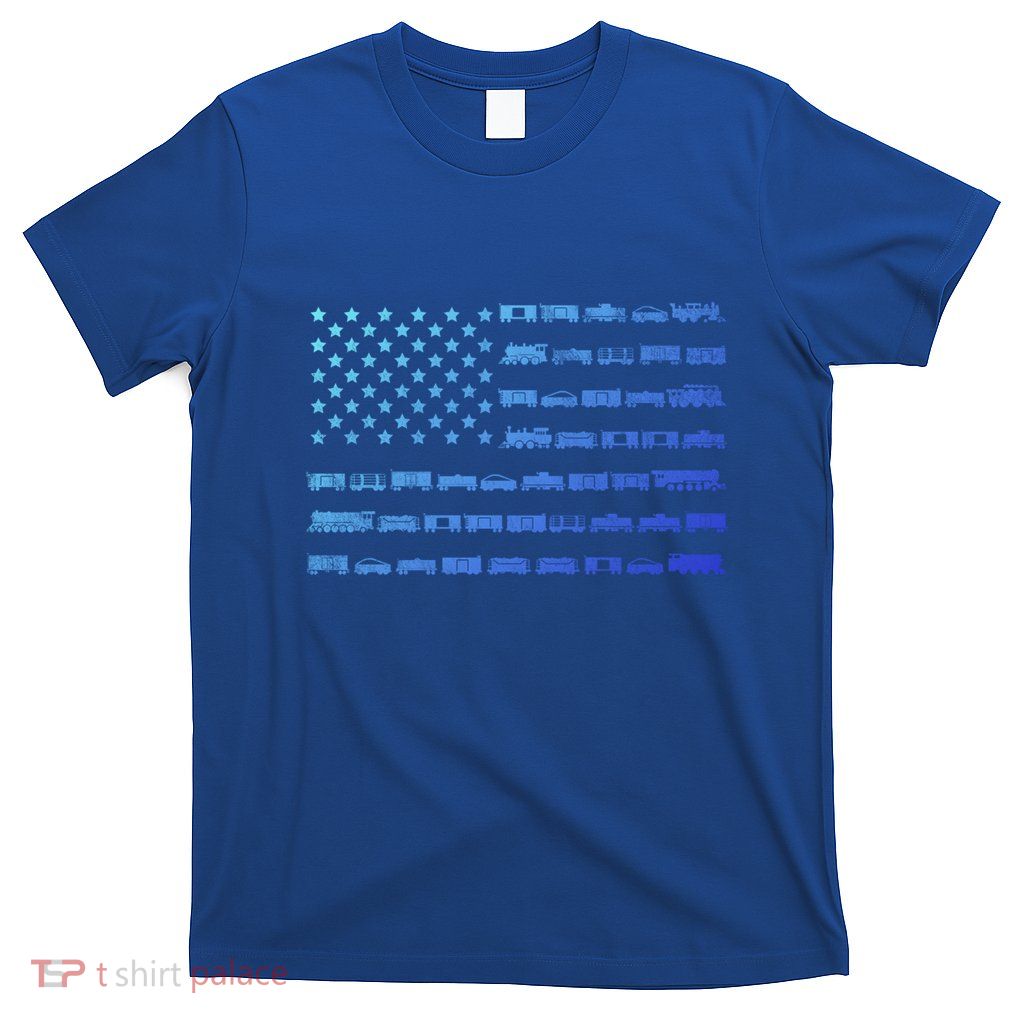 American Flag Railroad Train Conductor Gift T-Shirt