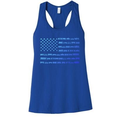 American Flag Railroad Train Conductor Gift Women's Racerback Tank