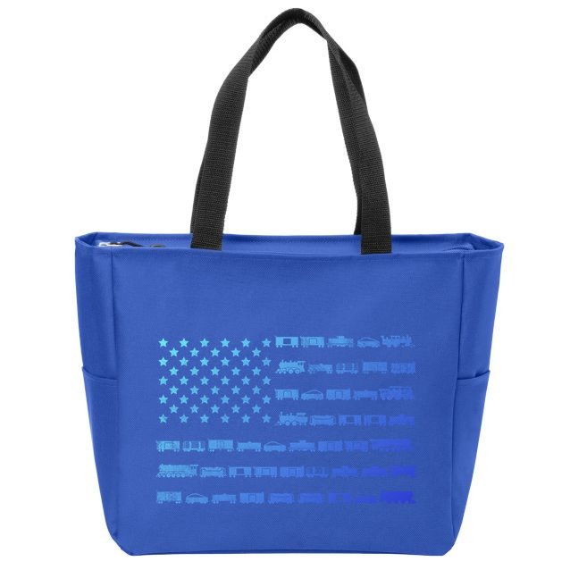 American Flag Railroad Train Conductor Gift Zip Tote Bag