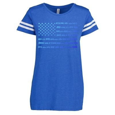 American Flag Railroad Train Conductor Gift Enza Ladies Jersey Football T-Shirt