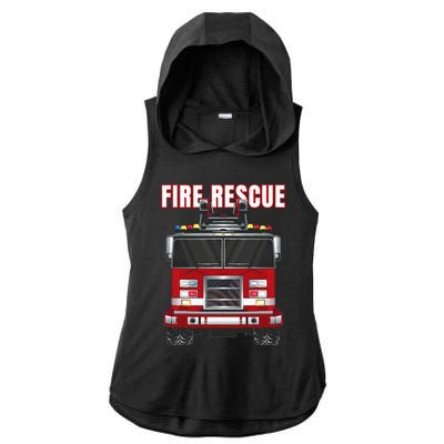 American Fire Rescue Firefighter Department Truck Fireman Ladies PosiCharge Tri-Blend Wicking Draft Hoodie Tank