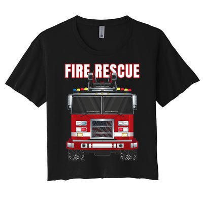 American Fire Rescue Firefighter Department Truck Fireman Women's Crop Top Tee