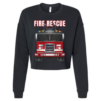 American Fire Rescue Firefighter Department Truck Fireman Cropped Pullover Crew