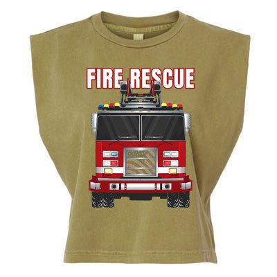 American Fire Rescue Firefighter Department Truck Fireman Garment-Dyed Women's Muscle Tee