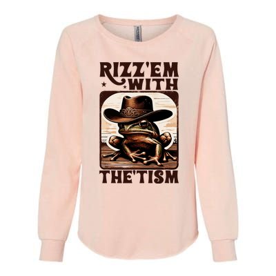 Autism Funny Rizz Em With The Tism Meme Autistic Frog Cowboy Womens California Wash Sweatshirt