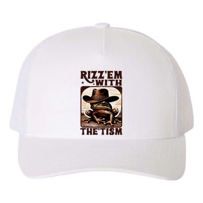 Autism Funny Rizz Em With The Tism Meme Autistic Frog Cowboy Yupoong Adult 5-Panel Trucker Hat