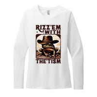 Autism Funny Rizz Em With The Tism Meme Autistic Frog Cowboy Womens CVC Long Sleeve Shirt