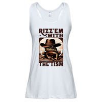 Autism Funny Rizz Em With The Tism Meme Autistic Frog Cowboy Ladies Essential Flowy Tank