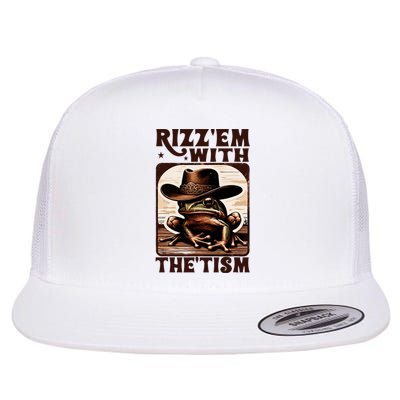 Autism Funny Rizz Em With The Tism Meme Autistic Frog Cowboy Flat Bill Trucker Hat