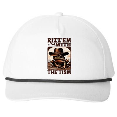 Autism Funny Rizz Em With The Tism Meme Autistic Frog Cowboy Snapback Five-Panel Rope Hat