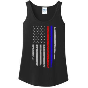 American Flag Red Blue Thin Line Apparel Firefighter Police Ladies Essential Tank