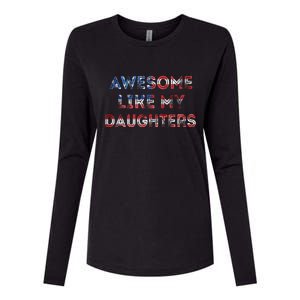 American Flag Retro Awesome Like My Daughters Fathers Gift For Dad Womens Cotton Relaxed Long Sleeve T-Shirt