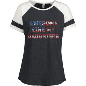 American Flag Retro Awesome Like My Daughters Fathers Gift For Dad Enza Ladies Jersey Colorblock Tee