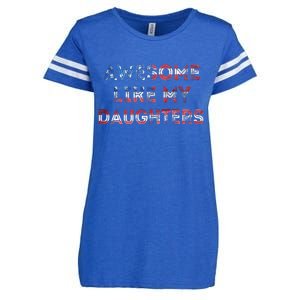 American Flag Retro Awesome Like My Daughters Fathers Gift For Dad Enza Ladies Jersey Football T-Shirt