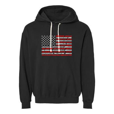 American Flag Railroad Trains Retro Vintage Trains Lover Garment-Dyed Fleece Hoodie