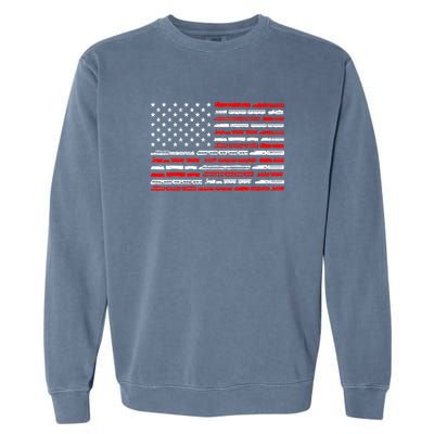 American Flag Railroad Trains Retro Vintage Trains Lover Garment-Dyed Sweatshirt