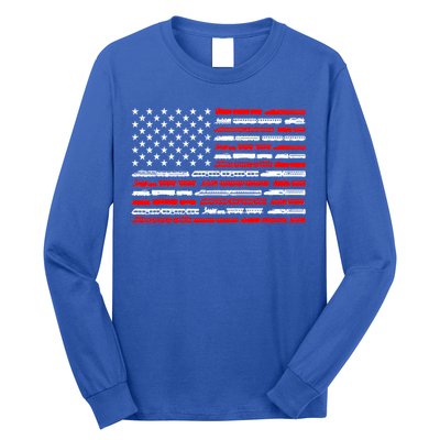 American Flag Railroad Trains Retro Vintage Trains Lover Long Sleeve Shirt