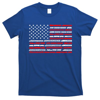 American Flag Railroad Trains Retro Vintage Trains Lover T-Shirt