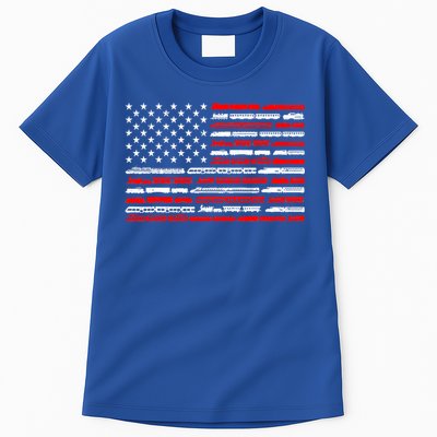American Flag Railroad Trains Retro Vintage Trains Lover Tall T-Shirt