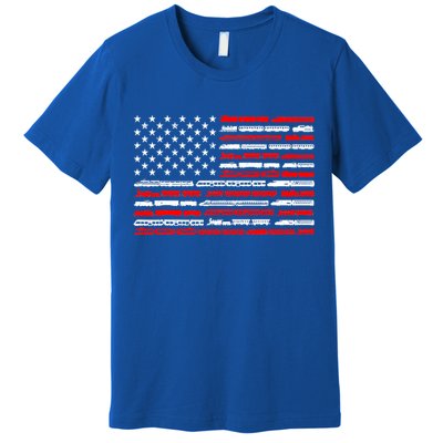 American Flag Railroad Trains Retro Vintage Trains Lover Premium T-Shirt