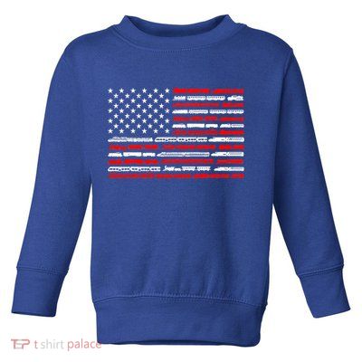 American Flag Railroad Trains Retro Vintage Trains Lover Toddler Sweatshirt