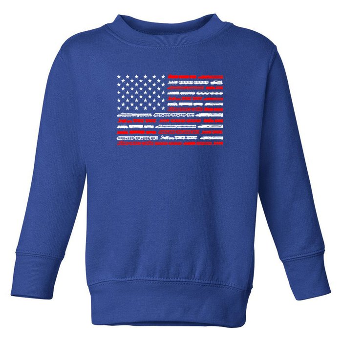 American Flag Railroad Trains Retro Vintage Trains Lover Toddler Sweatshirt