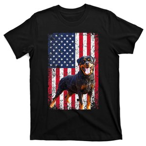 American Flag Rottweiler Dog Lover Funny 4th of July Dog T-Shirt