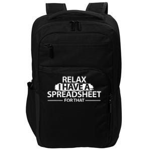 Accountant Funny Relax Spreadsheet Accounting Gift Impact Tech Backpack