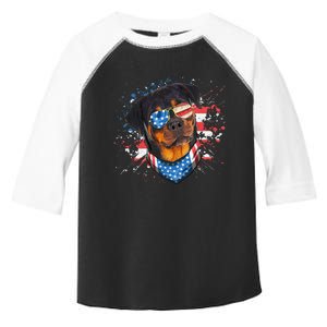 American Flag Rottweiler Dog Lover Funny 4th of July Dog Toddler Fine Jersey T-Shirt