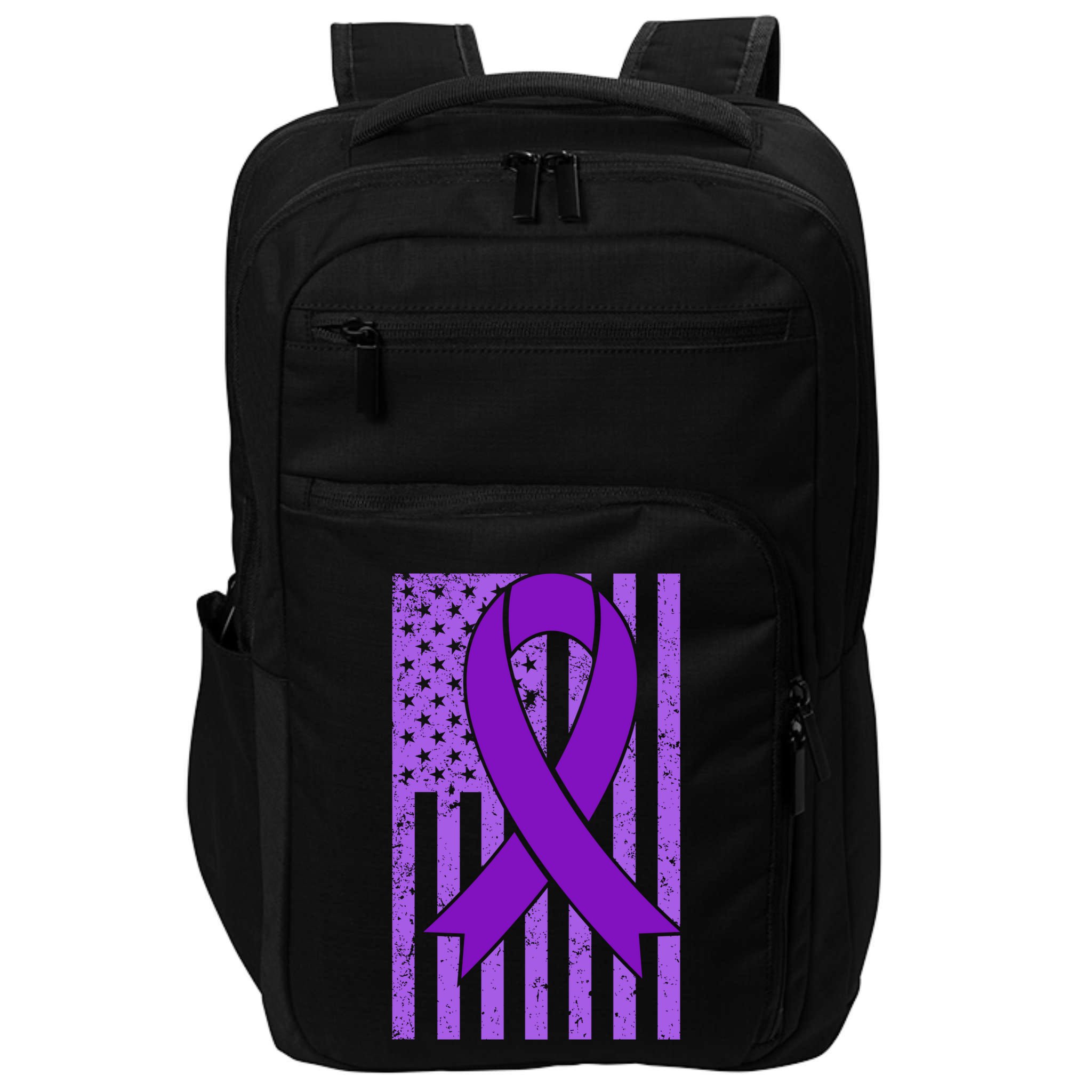 American Flag Ribbon Purple Sarcoidosis Awareness Cool Gift Impact Tech Backpack