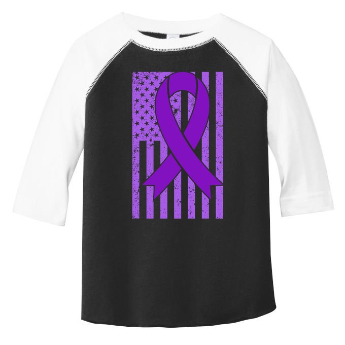 American Flag Ribbon Purple Sarcoidosis Awareness Cool Gift Toddler Fine Jersey T-Shirt