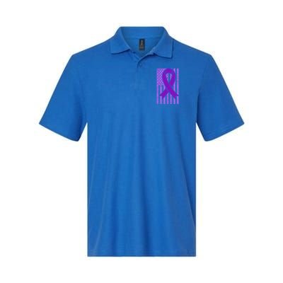 American Flag Ribbon Purple Sarcoidosis Awareness Cool Gift Polo