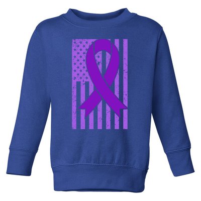 American Flag Ribbon Purple Sarcoidosis Awareness Cool Gift Toddler Sweatshirt