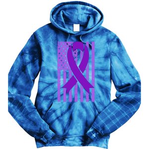 American Flag Ribbon Purple Sarcoidosis Awareness Cool Gift Tie Dye Hoodie