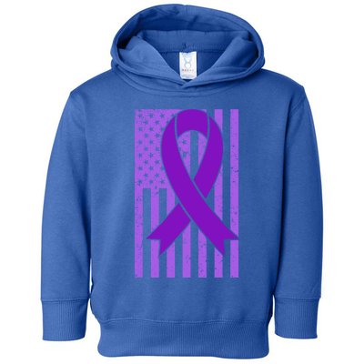 American Flag Ribbon Purple Sarcoidosis Awareness Cool Gift Toddler Hoodie