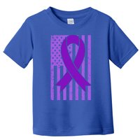 American Flag Ribbon Purple Sarcoidosis Awareness Cool Gift Toddler T-Shirt