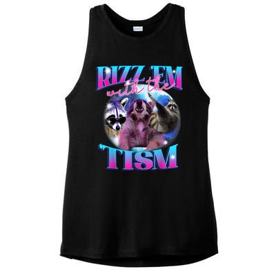 Autism Funny Rizz Em With The Tism Meme Autistic Opossum Ladies PosiCharge Tri-Blend Wicking Tank