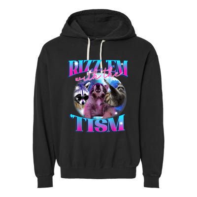 Autism Funny Rizz Em With The Tism Meme Autistic Opossum Garment-Dyed Fleece Hoodie