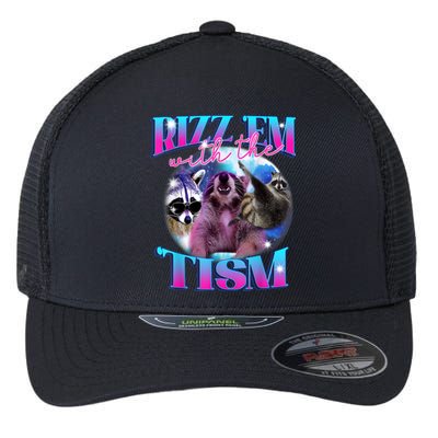 Autism Funny Rizz Em With The Tism Meme Autistic Opossum Flexfit Unipanel Trucker Cap