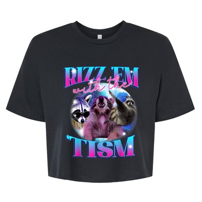 Autism Funny Rizz Em With The Tism Meme Autistic Opossum Bella+Canvas Jersey Crop Tee