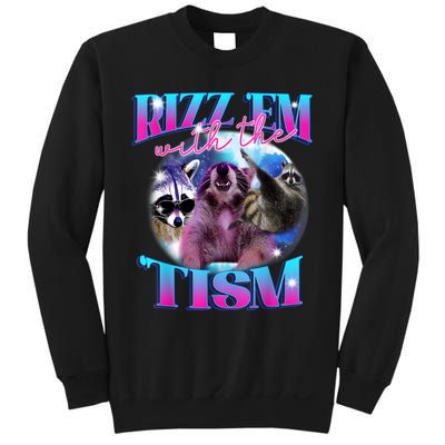 Autism Funny Rizz Em With The Tism Meme Autistic Opossum Sweatshirt