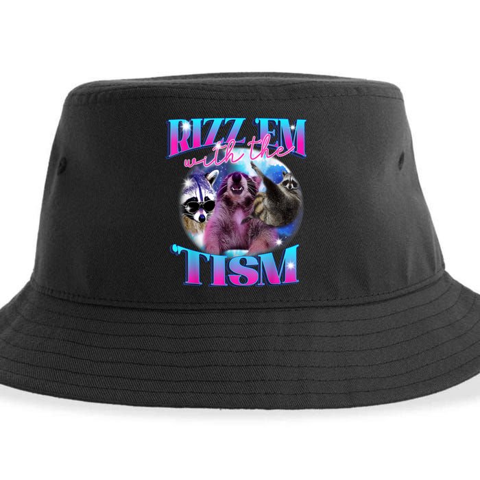 Autism Funny Rizz Em With The Tism Meme Autistic Opossum Sustainable Bucket Hat