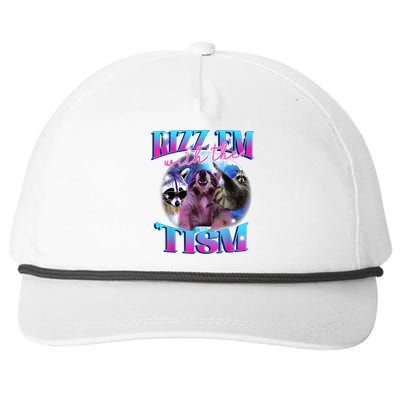 Autism Funny Rizz Em With The Tism Meme Autistic Opossum Snapback Five-Panel Rope Hat