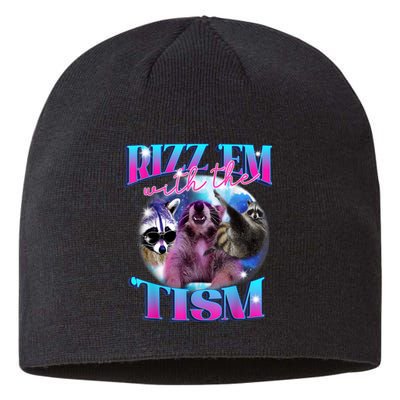 Autism Funny Rizz Em With The Tism Meme Autistic Opossum Sustainable Beanie