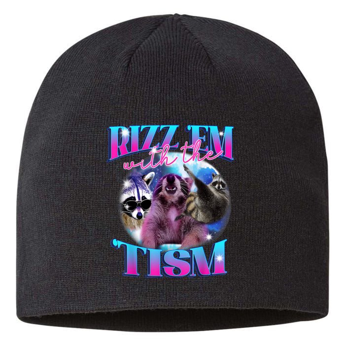 Autism Funny Rizz Em With The Tism Meme Autistic Opossum Sustainable Beanie