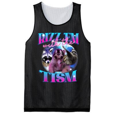 Autism Funny Rizz Em With The Tism Meme Autistic Opossum Mesh Reversible Basketball Jersey Tank