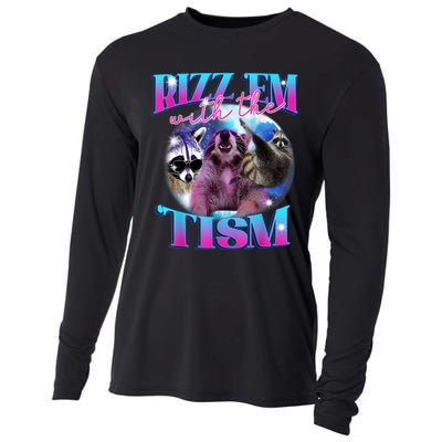 Autism Funny Rizz Em With The Tism Meme Autistic Opossum Cooling Performance Long Sleeve Crew