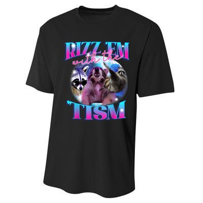 Autism Funny Rizz Em With The Tism Meme Autistic Opossum Performance Sprint T-Shirt